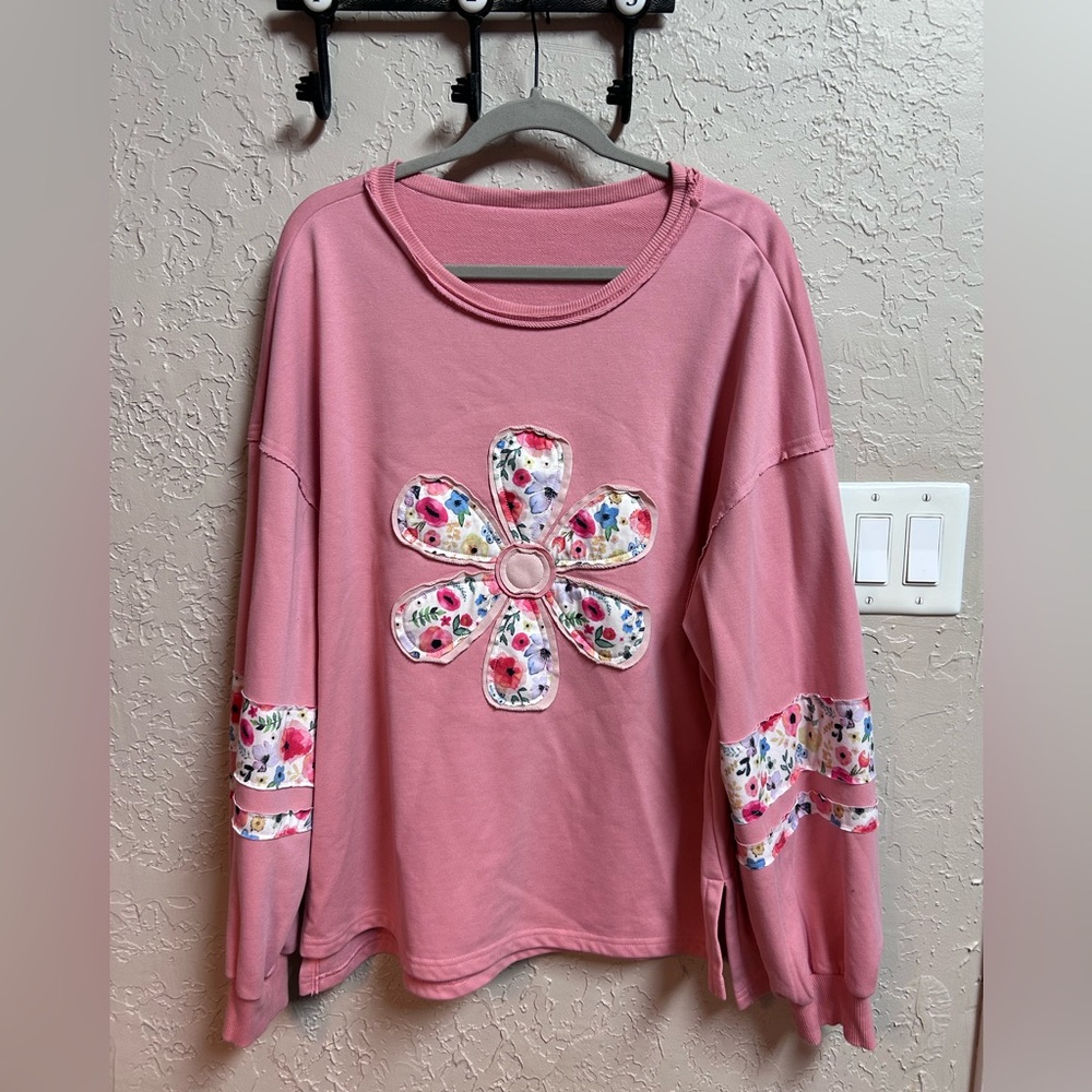 Lightweight Pink Floral Sweatshirt
